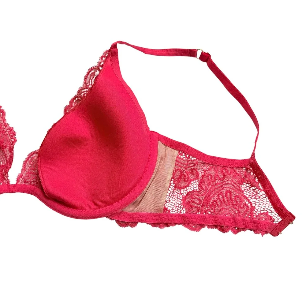 Victoria's Secret Very Sexy Pink Floral Lace Push-Up Bra 38D Underwire Lingerie